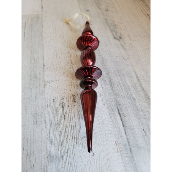 Long abstract red blown glass ornament Xmas - Picture 1 of 5